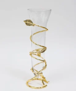 Inspire Me! Home Decor Glass And Metal Spiral Leaf Vase - Gold