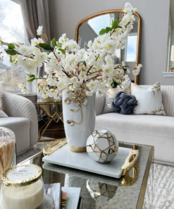 Inspire Me! Home Decor White & Gold Flower Vase