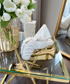 Inspire Me! Home Decor White & Gold Tissue Box Cover