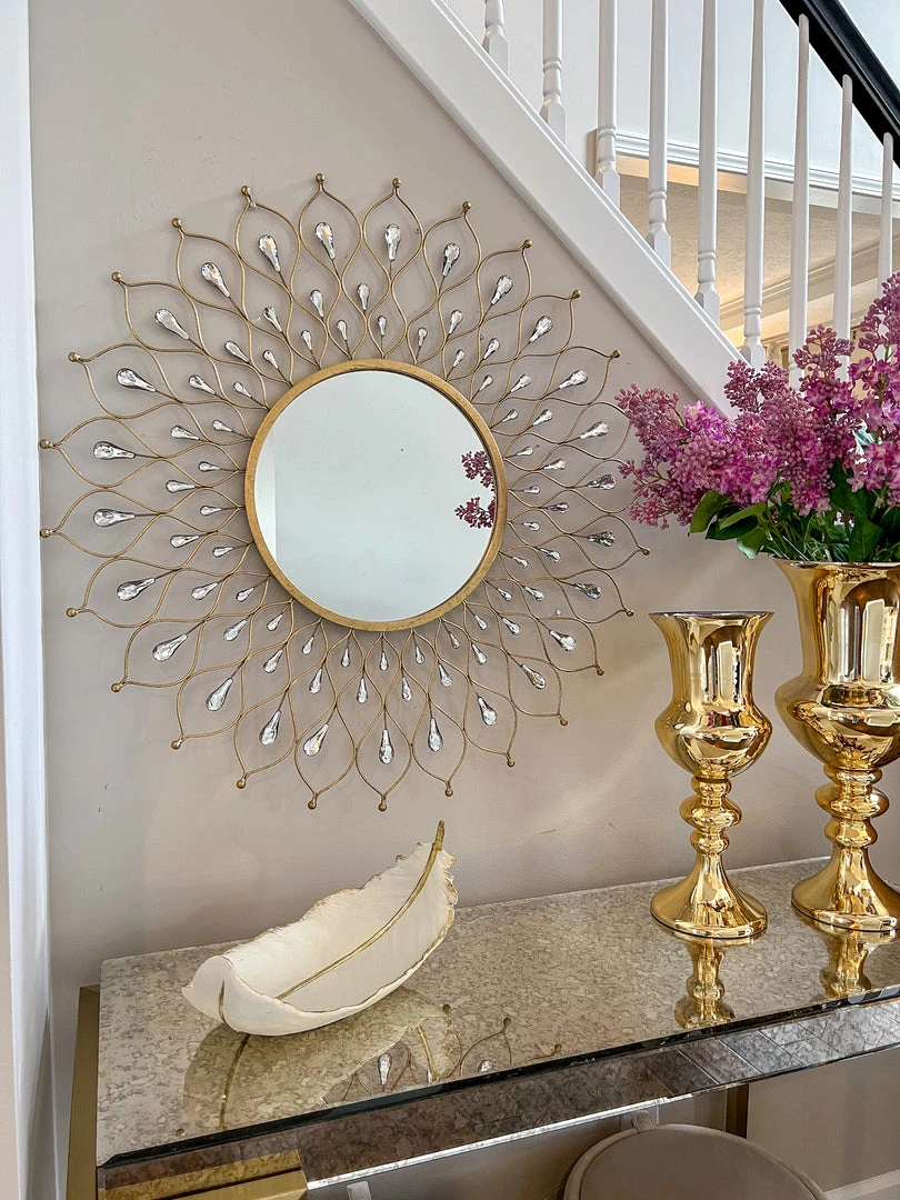 Inspire Me! Home Decor Golden Jeweled Sunburst MIrror 5 Inspire Me! Home Decor Golden Jeweled Sunburst MIrror