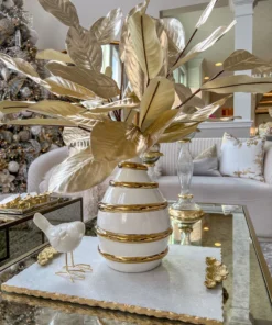 Inspire Me! Home Decor Gold Metallic Magnolia Leaf Stem