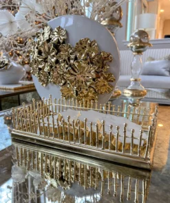 Inspire Me! Home Decor Coaster Tray With Gold Linear Design