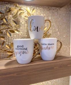 Inspire Me! Home Decor White Mug With Gold Handle (2 Styles) 11 Inspire Me! Home Decor White Mug With Gold Handle (2 Styles)