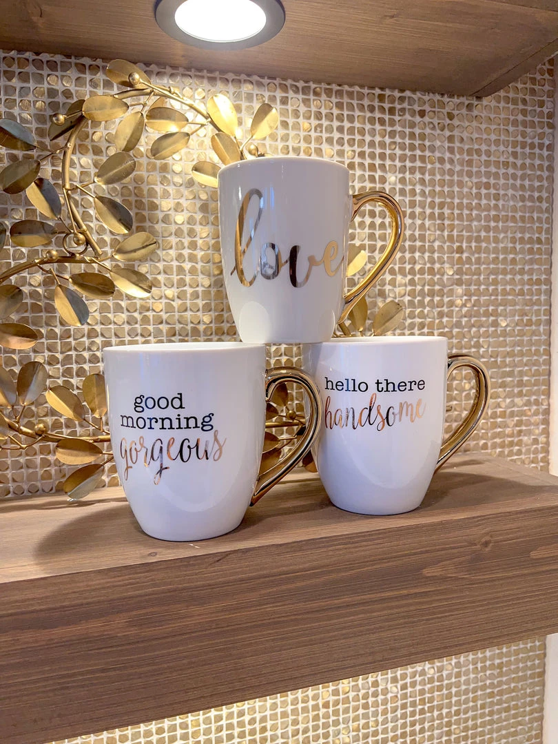 Inspire Me! Home Decor White Mug With Gold Handle (2 Styles) 6 Inspire Me! Home Decor White Mug With Gold Handle (2 Styles)