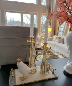 Inspire Me! Home Decor White & Black Rectangle Tray With Gold Handles & Edges