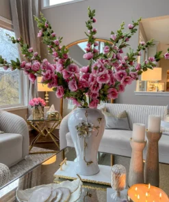 Inspire Me! Home Decor Floral Stems Hollyhock Stem (3 Colors) 15 Inspire Me! Home Decor Floral Stems Hollyhock Stem (3 Colors)