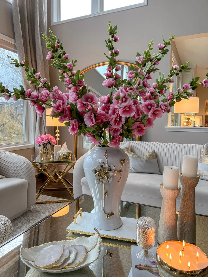 Inspire Me! Home Decor Floral Stems Hollyhock Stem (3 Colors) 5 Inspire Me! Home Decor Floral Stems Hollyhock Stem (3 Colors)