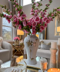 Inspire Me! Home Decor Floral Stems Hollyhock Stem (3 Colors) 23 Inspire Me! Home Decor Floral Stems Hollyhock Stem (3 Colors)