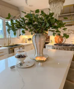 Inspire Me! Home Decor Round Marble Platter With Gold Bees