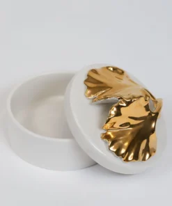 Inspire Me! Home Decor Gold Leaf And White Trinket Box 11 Inspire Me! Home Decor Gold Leaf And White Trinket Box