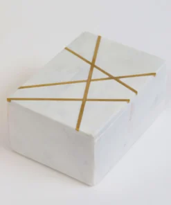 Inspire Me! Home Decor Marble Box With Gold Geometric Design
