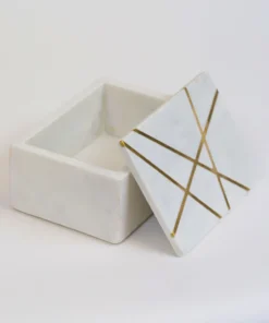 Inspire Me! Home Decor Marble Box With Gold Geometric Design