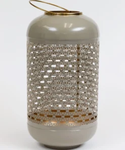 Inspire Me! Home Decor Light Grey And Gold Lantern With Handle