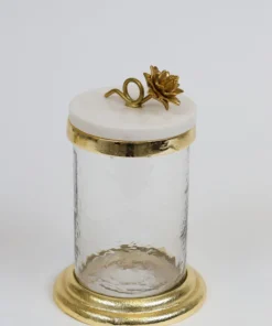 Inspire Me! Home Decor Gold Or Silver Canisters With Floral Lotus Lid (2 Colors)