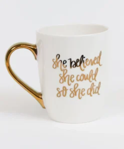 Inspire Me! Home Decor Gold "She Believed She Could So She Did" Mug