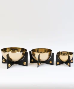Inspire Me! Home Decor Gold Metal Bowl With Black Base (3 Sizes)