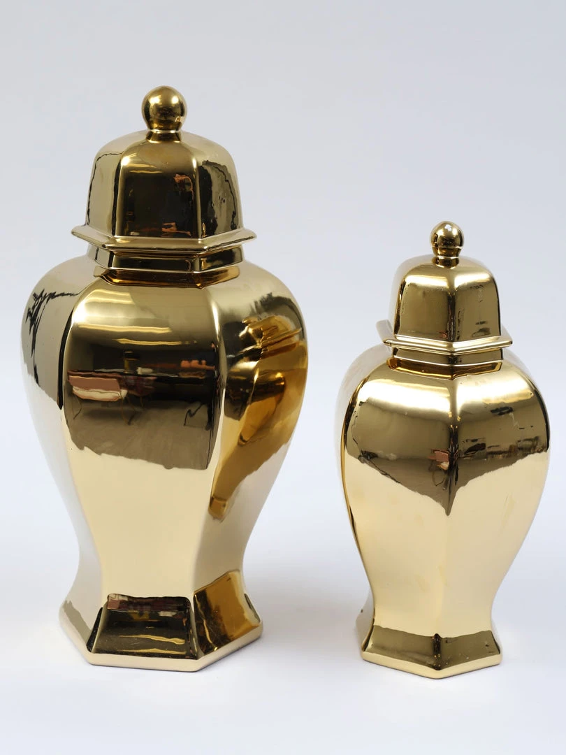 Inspire Me! Home Decor Gold Hexagon Ginger Jar (2 Sizes) 4 Inspire Me! Home Decor Gold Hexagon Ginger Jar (2 Sizes)