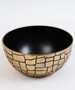 Inspire Me! Home Decor Metal Bowl With Gold And Black Crocodile Print