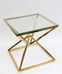 Inspire Me! Home Decor Gold Geometric Glass Top Side Table