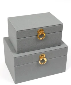 Inspire Me! Home Decor Set Of 2 Faux Leather Boxes W/ Gold Accent (2 Colors)
