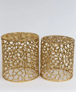 Inspire Me! Home Decor Openwork Coral Gold Sidetables (Set Of 2)