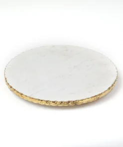 Inspire Me! Home Decor Large Marble Lazy Susan With Gold Edge