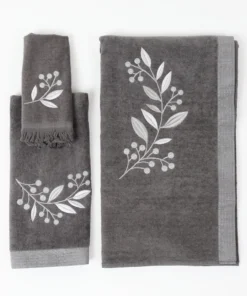 Inspire Me! Home Decor BATHROOM Granite Towel With Leaf & Vine Pattern (3 Sizes)