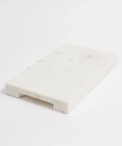 Inspire Me! Home Decor White Marble Rectangular Board With Grooved Handles