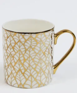 Inspire Me! Home Decor 14 Oz. Detailed Abstract Gold Pattern Print Mugs (6 Designs)