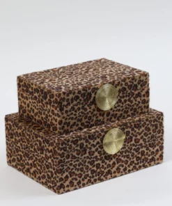 Inspire Me! Home Decor Leopard Print Boxes With Gold Medallion (Set Of 2)
