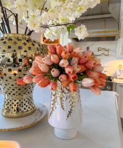 Inspire Me! Home Decor White Ceramic Vase With Gold Vine Design (3 Sizes)