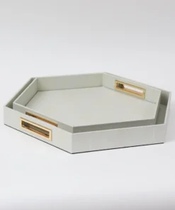 Inspire Me! Home Decor Pearlized Hexagon Trays With Gold Handles (2 Sizes)