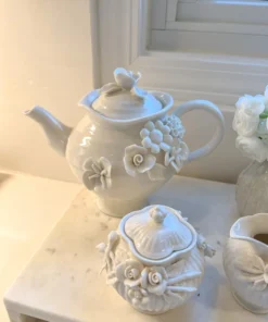 Inspire Me! Home Decor White Floral Tea Set (3 Items) Each Sold Individually KITCHEN 9 Inspire Me! Home Decor White Floral Tea Set (3 Items) Each Sold Individually KITCHEN