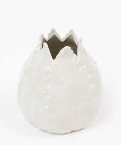 Inspire Me! Home Decor White Ceramic Glazed Leaf Vase