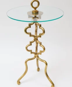 Inspire Me! Home Decor Gold Metal Side Table With Glass Top