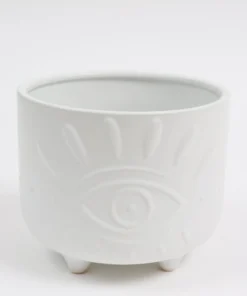Inspire Me! Home Decor White Ceramic Evil Eye Planter (2 Sizes)