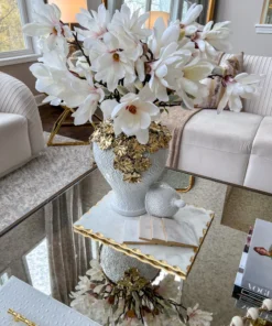 Inspire Me! Home Decor 25" Cream Pink Magnolia Stem