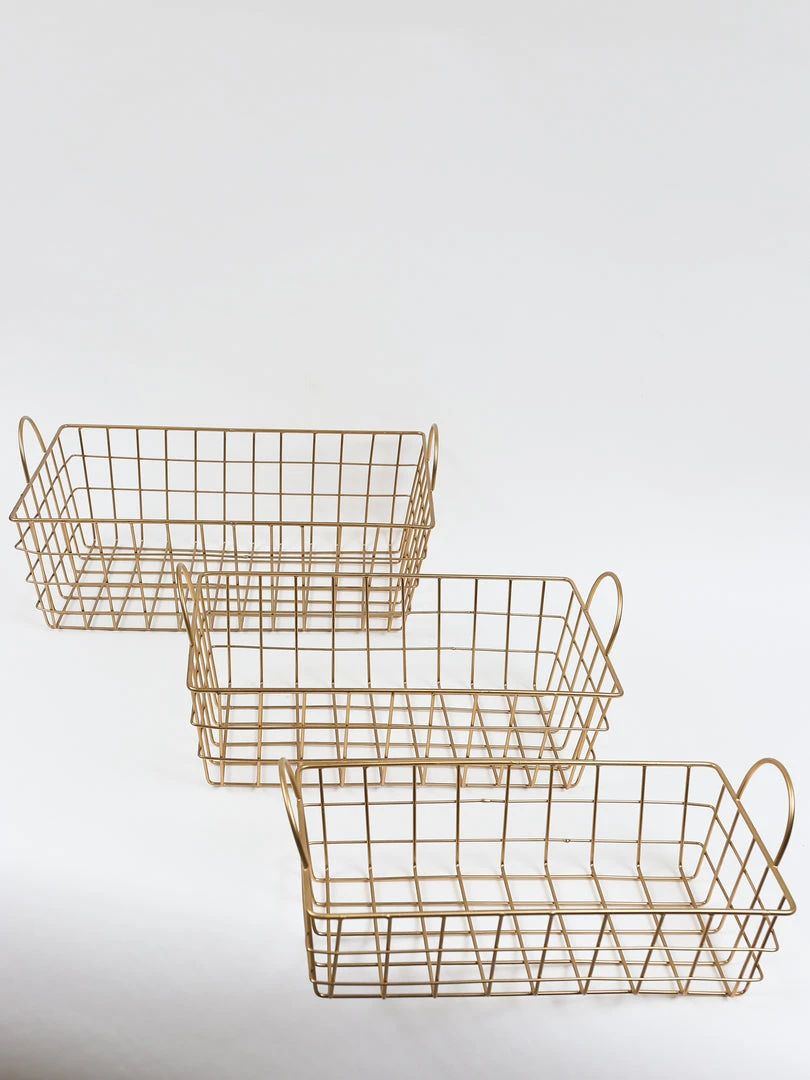 Inspire Me! Home Decor Gold Rectangular Wired Basket (3 Sizes) 3 Inspire Me! Home Decor Gold Rectangular Wired Basket (3 Sizes)