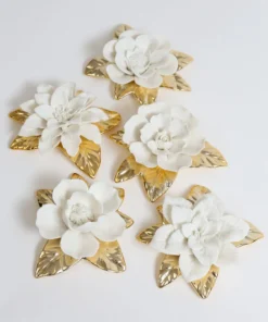 Inspire Me! Home Decor White And Gold Flower Decor