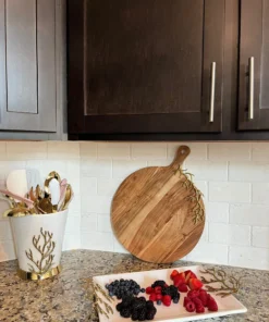 Inspire Me! Home Decor White Ceramic Utensil Holder With Gold Textured Details & Base