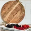 Inspire Me! Home Decor Round Wood Charcuterie Board With Textured Design And Handle " From Pops Of Color Home Collection"