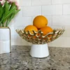 Inspire Me! Home Decor Textured Design Bowl With White Marble Base (2 Colors) "From Pops Of Color Home Collection"