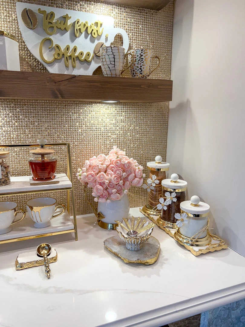 Inspire Me! Home Decor Hammered Glass Canister With White Jeweled Flower Details (3 Sizes) Gold 7 Inspire Me! Home Decor Hammered Glass Canister With White Jeweled Flower Details (3 Sizes) Gold