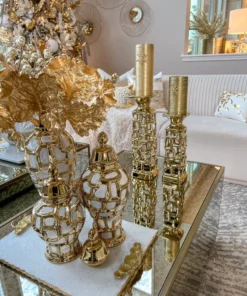 Inspire Me! Home Decor Gold Candle Holder With Dimensional Cut Out Design (2 Sizes) 15 Inspire Me! Home Decor Gold Candle Holder With Dimensional Cut Out Design (2 Sizes)