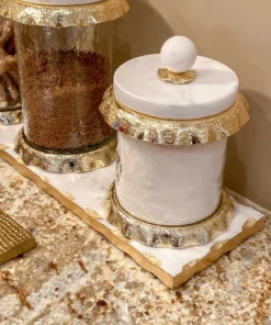 Inspire Me! Home Decor Marble Metallic Edged Rectangle Tray (2 Colors)