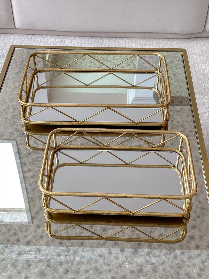 Inspire Me! Home Decor Set Of 2 Gold Mirrored Trays 4 Inspire Me! Home Decor Set Of 2 Gold Mirrored Trays