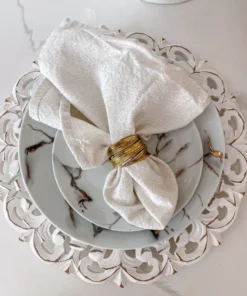 Inspire Me! Home Decor Gold Crumpled Leaf Napkin Rings (Set Of 4)