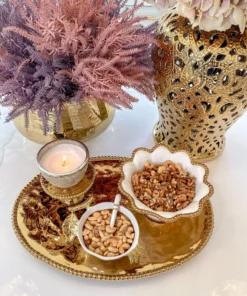 Inspire Me! Home Decor Gold Oval Beaded Platter