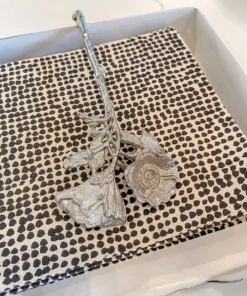 Inspire Me! Home Decor Silver White Enamel Napkin Holder W/ Floral Design