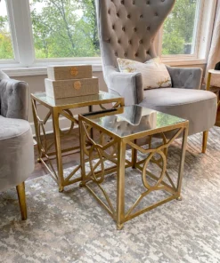 Inspire Me! Home Decor Square Mirror Top Nesting Side Tables Set Of 2